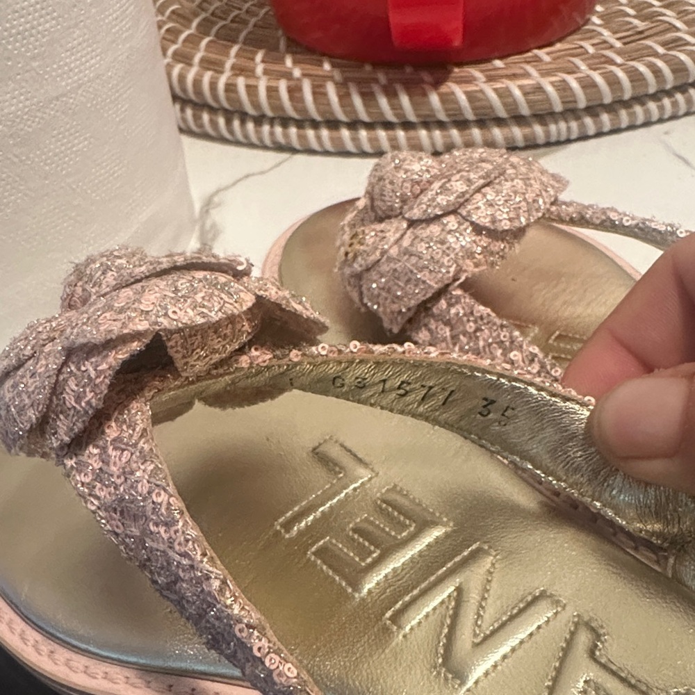 CHANEL Pink Glitter Sandals - Picture 4 of 4